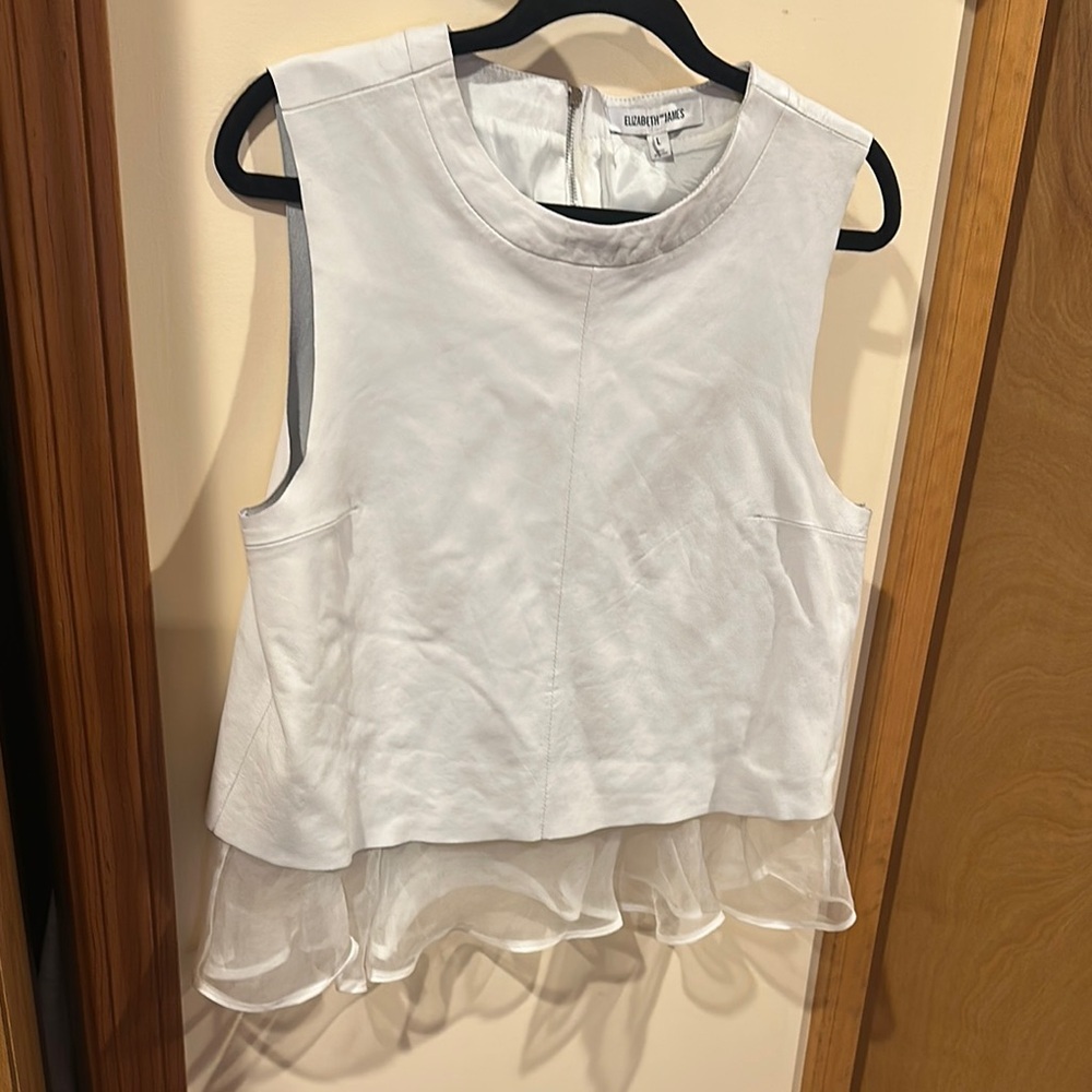 Elizabeth and James White Ruffled Muscle Tee